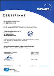 Certificates ŽELEZÁRNY Velký Šenov s.r.o.